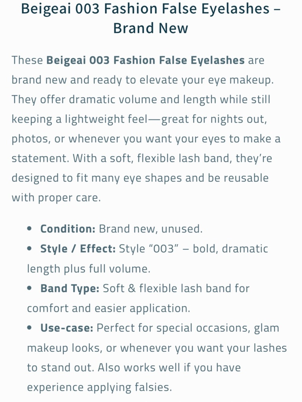 Beigeai 003 Fashion False Eyelashes -
Brand New 10 pack - Picture 3 of 3